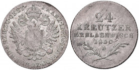 Franz II. 1792 - 1806
24 Kreuzer, 1800 A. Wien
8,61g
Her. 624
ss/f.vz