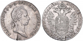 Franz I. 1806 - 1835
1/2 Taler, 1828 A. Wien
14,05g
Fr. 260
Stempelbruch
ss/f.vz