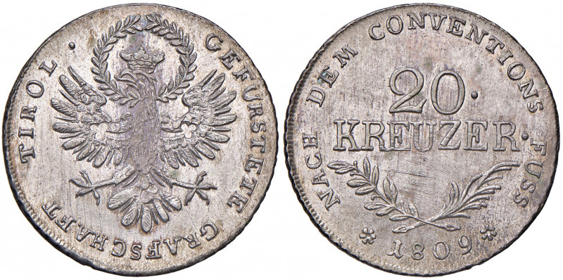 Franz I. 1806 - 1835
20 Kreuzer, 1809. Hall
6,67g
Fr. 554
f.stgl/stgl