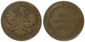 Franz I. 1806 - 1835
Kreuzer, 1809. Hall
4,54g
Fr. 555
ss