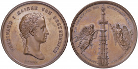 Ferdinand I. 1835 - 1848
Br-Medaille, 1843. auf die Erneuerung der Turmspitzen des Stephansturms. Belorbeertes Portrait rechts // Stephansturm zwische...