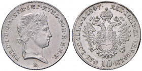 Ferdinand I. 1835 - 1848
10 Kreuzer, 1847 E. Karlsburg
3,80g
Fr. 869
min. Zainende am Rand
stgl