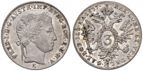 Ferdinand I. 1835 - 1848
3 Kreuzer, 1837 E. Karlsburg
1,73g
Fr. 892
f.vz/vz