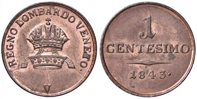 Ferdinand I. 1835 - 1848
Centesimo, 1843 V. Venedig
1,70g
Fr. 1066
stgl