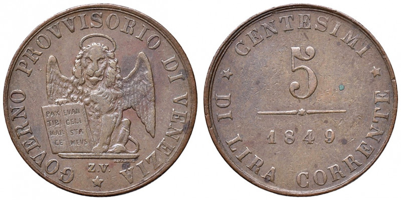 Ferdinand I. 1835 - 1848
5 Centesimi, 1849 ZV. Venedig
4,91g
Fr. 1085
ss