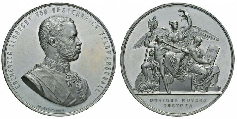 Franz Joseph I. 1848 - 1916
Zinn Medaille, 1877. auf das 50 jährige Dienstjubilä...