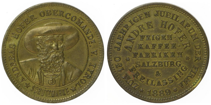 Franz Joseph I. 1848 - 1916
Messingmedaille, 1889. zum 130 Jubiläum der Feigen-K...