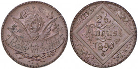 Franz Joseph I. 1848 - 1916
Br-Medaille, 1890. Hochzeit von Thekla Kull und Joseph Widmann, Geflügelter Cherub unter einem strahlenden Stern, umgeben ...