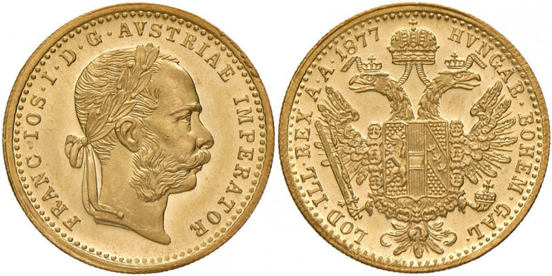 Franz Joseph I. 1848 - 1916
Dukat, 1877. Wien
3,51g
Fr. 1236
stgl