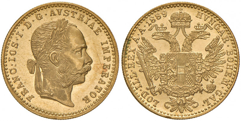 Franz Joseph I. 1848 - 1916
Dukat, 1889. Wien
3,49g
Fr. 1248
f.stgl/stgl