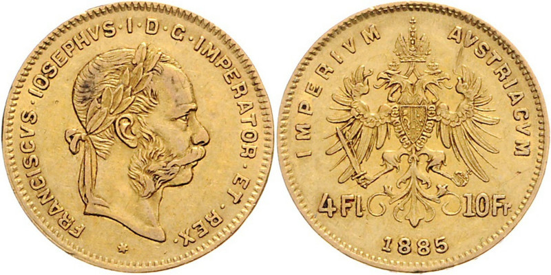 Franz Joseph I. 1848 - 1916
4 Gulden, 1885. Wien
3,21g
Fr. 1335
ss