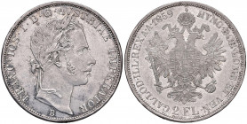 Franz Joseph I. 1848 - 1916
2 Gulden, 1859 B. Kremnitz
24,74g
Fr. 1357
vz/stgl