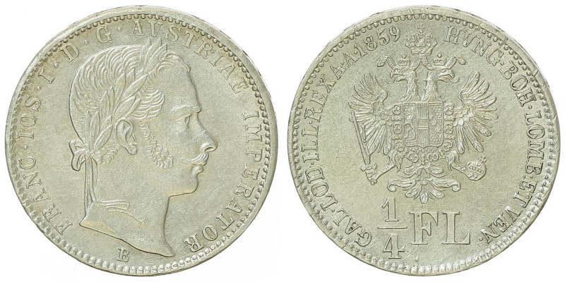 Franz Joseph I. 1848 - 1916
1/4 Gulden, 1859 B. Kremnitz
5,37g
Fr. 1525
vz/stgl