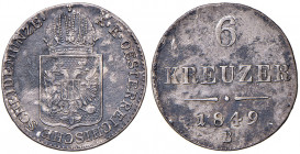 Franz Joseph I. 1848 - 1916
6 Kreuzer, 1849 B. Kremnitz
1,80g
Fr. 1607
ss