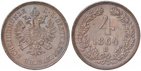 Franz Joseph I. 1848 - 1916
4 Kreuzer, 1864 B. Kremnitz
13,37g
Fr. 1626
vz