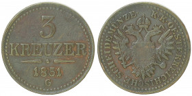 Franz Joseph I. 1848 - 1916
3 Kreuzer, 1851 G. Nagybanya
15,78g
Fr. 1631
ss
