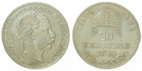 Franz Joseph I. 1848 - 1916
20 Krajczár, 1870 KB. Kremnitz
2,74g
Fr. 1806
vz