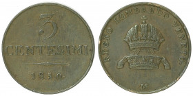Franz Joseph I. 1848 - 1916
3 Centesimi, 1850 M. Mailand
5,20g
Fr. 1850
ss