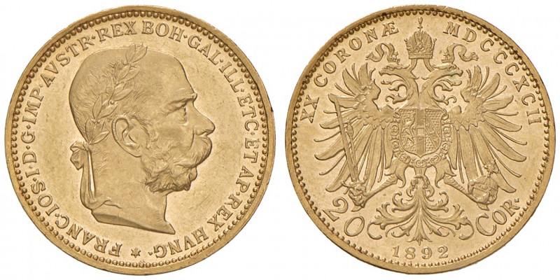 Franz Joseph I. 1848 - 1916
20 Kronen, 1892. Wien
6,79g
Fr. 1924
vz/stgl