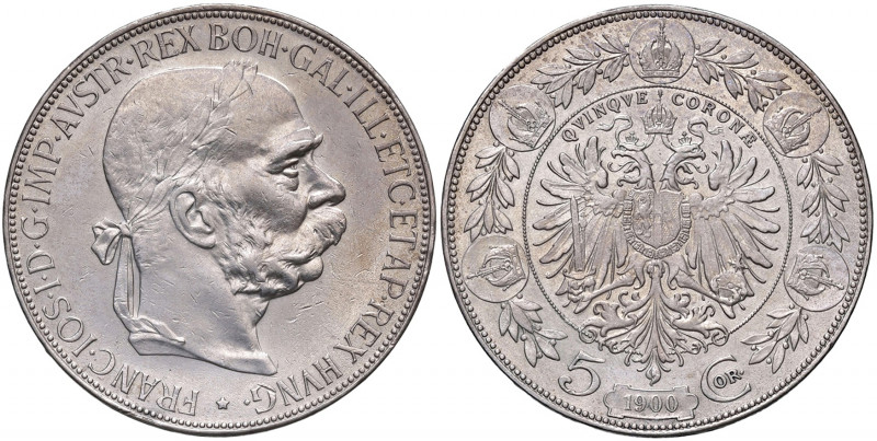 Franz Joseph I. 1848 - 1916
5 Kronen, 1900. Wien
24,04g
Fr. 1959
vz/f.stgl