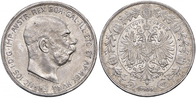 Franz Joseph I. 1848 - 1916
5 Kronen, 1909. Wien
27,03g
Fr. 1962
vz/f.stgl