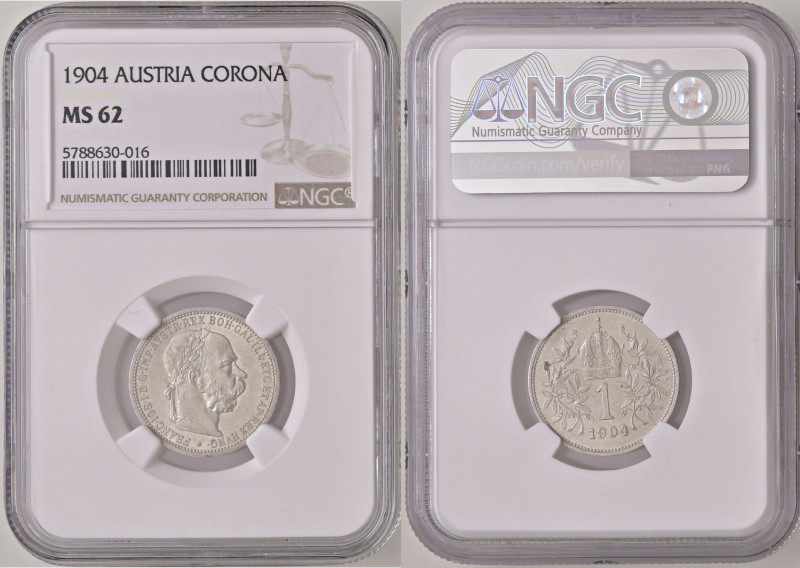 Franz Joseph I. 1848 - 1916
1 Krone, 1904. in NGC Holder
Wien
Fr. 1977
MS 62