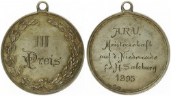 Silbermedaille, 1895
Erzbistum Salzburg. an Öse, A.R.U. Meisterschaft auf dem Niederrade f.d. H. Salzburg III. Preis. 11,88g
vz