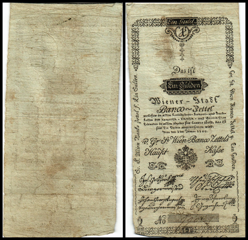 2x 1 Gulden, 01.01.1800
Österreich. Richter R. Papiergeld Spezialkatalog Österre...