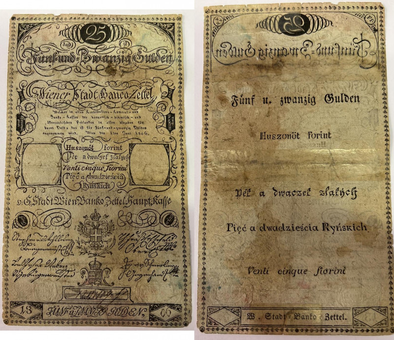 25 Gulden - fl., 01.06.1806
Österreich. Richter R. Papiergeld Spezialkatalog Öst...