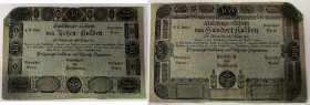 10 Gulden - fl., 01.03.1811
Österreich. Formular. Richter R. Papiergeld Spezialkatalog Österreich 1759 - 2010, 48
linke obere Ecke fehlt, Stockflecken...