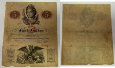5 Gulden, 01.05.1859
Österreich. Richter R. Papiergeld Spezialkatalog Österreich 1759 - 2010, 132. III / IV