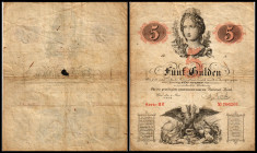 5 Gulden - fl., 01.05.1859
Österreich. Richter R. Papiergeld Spezialkatalog Österreich 1759 - 2010, 132. Einrisse, Stockflecken, Farbklekse
IV / V