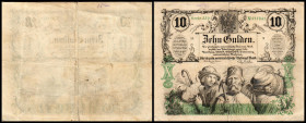 10 Gulden - fl., 15.01.1863
Österreich. 777347. Richter R. Papiergeld Spezialkatalog Österreich 1759 - 2010, 136
Einrisse
III