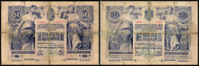 50 Kronen, 02.01.02
Österreich. 1330. Richter R. Papiergeld Spezialkatalog Österreich 1759 - 2010, 150
Einrisse, verfärbt
VI