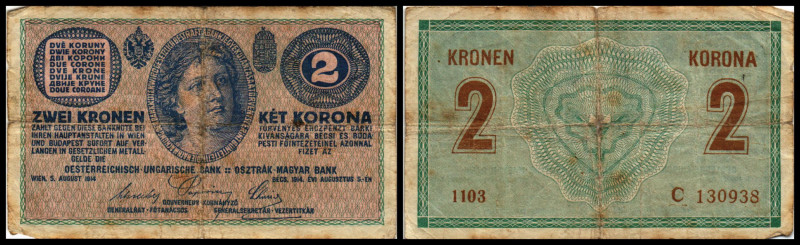 2 Kronen, 05.08.14
Österreich. 112805-B. Richter R. Papiergeld Spezialkatalog Ös...