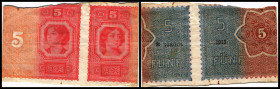 5 Kronen, 01.10.18
Österreich. Probedrucke, 2 Stück. Richter R. Papiergeld Spezialkatalog Österreich 1759 - 2010, ?
einer beschädigt
III - IV