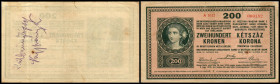 200 Kronen, 27.10.18
Österreich. 182. Richter R. Papiergeld Spezialkatalog Österreich 1759 - 2010, 171
Einrisse, Stockflecken
III