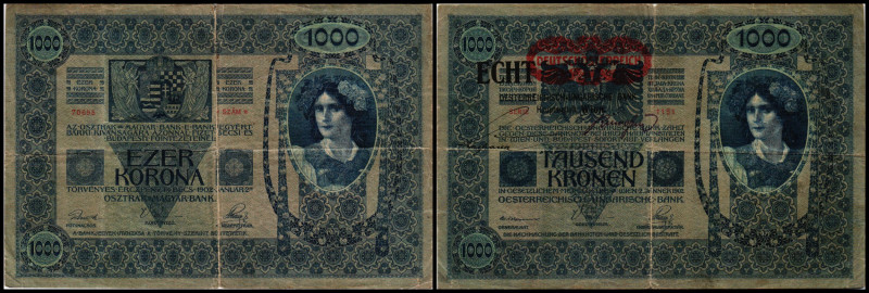 1 000 Kronen, 02.01.1902*
Österreich. Stpl. "E" A5. Richter R. Papiergeld Spezia...