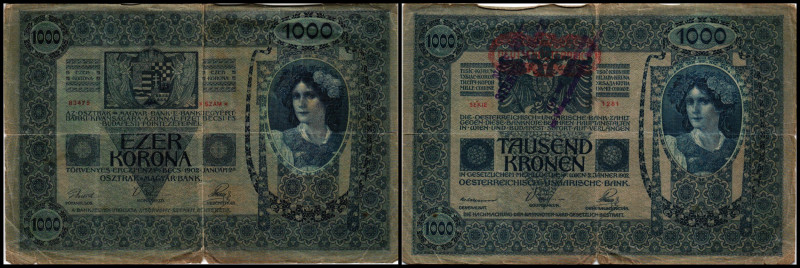 1 000 Kronen, 02.01.1902*
Österreich. Stpl."A" A5. Richter R. Papiergeld Spezial...