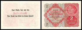 2 Kronen, "Judenbank"
Österreich. Richter R. Papiergeld Spezialkatalog Österreich 1759 - 2010, 211. I