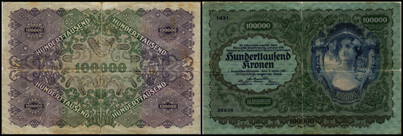 100.000 Kronen, 02.01.22
Österreich. Richter R. Papiergeld Spezialkatalog Österr...