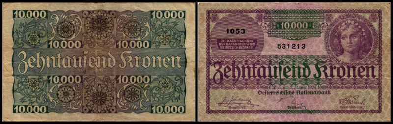 10 000 Kronen, 02.01.24
Österreich. Richter R. Papiergeld Spezialkatalog Österre...