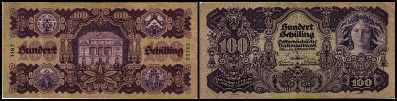 100 Schilling, 03.01.27
Österreich. Richter R. Papiergeld Spezialkatalog Österre...