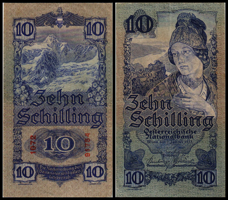 2x 10 Schilling, 02.01.33
Österreich. Richter R. Papiergeld Spezialkatalog Öster...