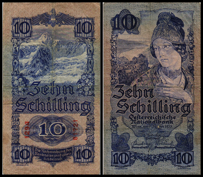 10 Schilling, 02.01.33
Österreich. Richter R. Papiergeld Spezialkatalog Österrei...