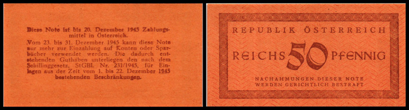 50 Pfennig, ND (1945)
Österreich. Probe, nicht ausgegeben, ohne Datum, ohne Must...