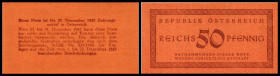 50 Pfennig, ND (1945)
Österreich. Probe, nicht ausgegeben, ohne Datum, ohne Musteraufdruck. Richter R. Papiergeld Spezialkatalog Österreich 1759 - 201...
