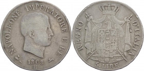 Bologna - Napoleone Bonaparte, Re d'Italia (1805-1814) - 5 lire - 1808 - Gig.96 - gr. 24,43 - Ag - MOLTO RARO (RR)
MB



SHIPPING ONLY IN ITALY -...