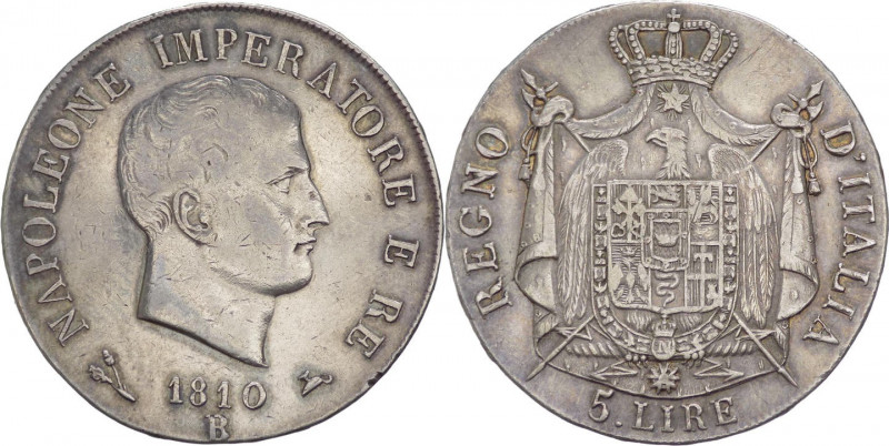 Bologna - Napoleone Bonaparte, Re d'Italia (1805-1814) - 5 lire - 1810 - Gig.101...