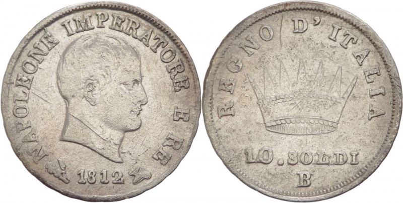 Bologna - Napoleone Bonaparte, Re d'Italia (1805-1814) - 10 soldi - 1812 - Gig.1...